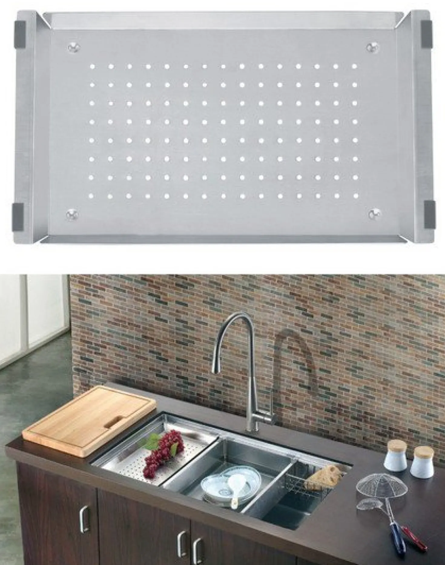 Dawn COL710 Stainless Steel Colander for Dawn Workstation Sinks.