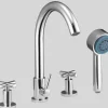 Dawn D032503 4-Hole Tub Filler with Personal Handshower and Cross Handles