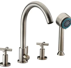 Dawn D032503 4-Hole Tub Filler with Personal Handshower and Cross Handles
