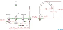 Dawn D162503 4-Hole Tub Filler with Personal Handshower and Lever Handles