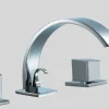 Dawn D782262 4-Hole Tub Filler with Personal Handshower, Square Handles & Sheetflow Spout