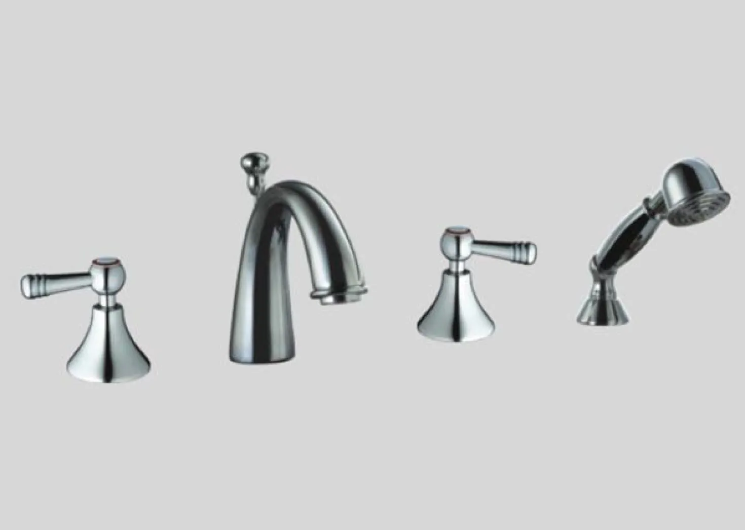 Dawn DS122119 4-Hole Tub Filler with Personal Handshower & Lever Handles
