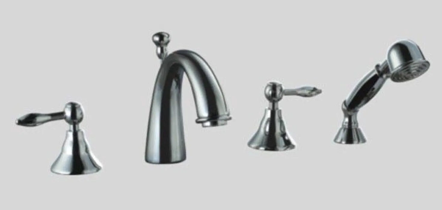 Dawn DS132119 4-Hole Tub Filler with Personal Handshower & Lever Handles