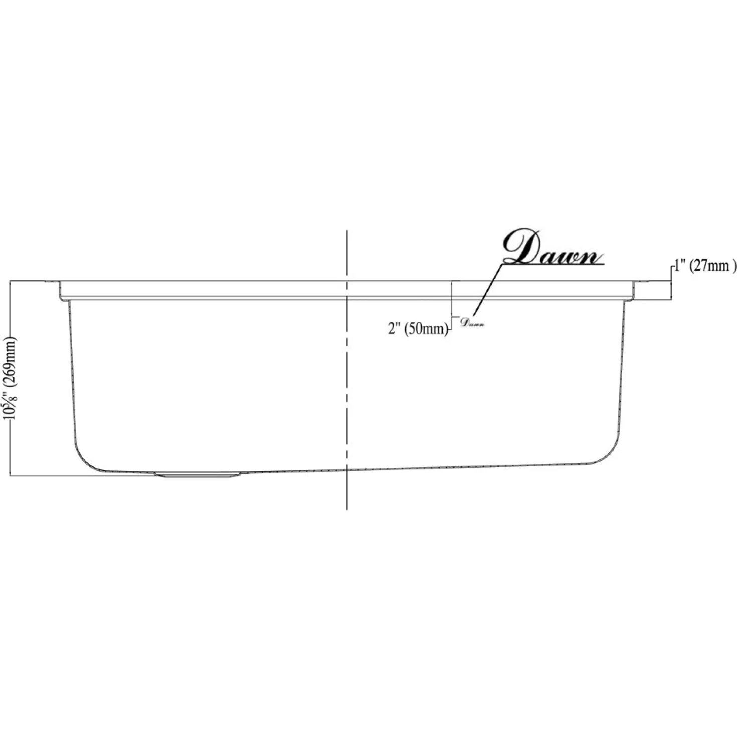 Dawn DSU3118 33" 16 Gauge Undermount Single Bowl Stainless Steel Kitchen Sink with Accessory Ledge