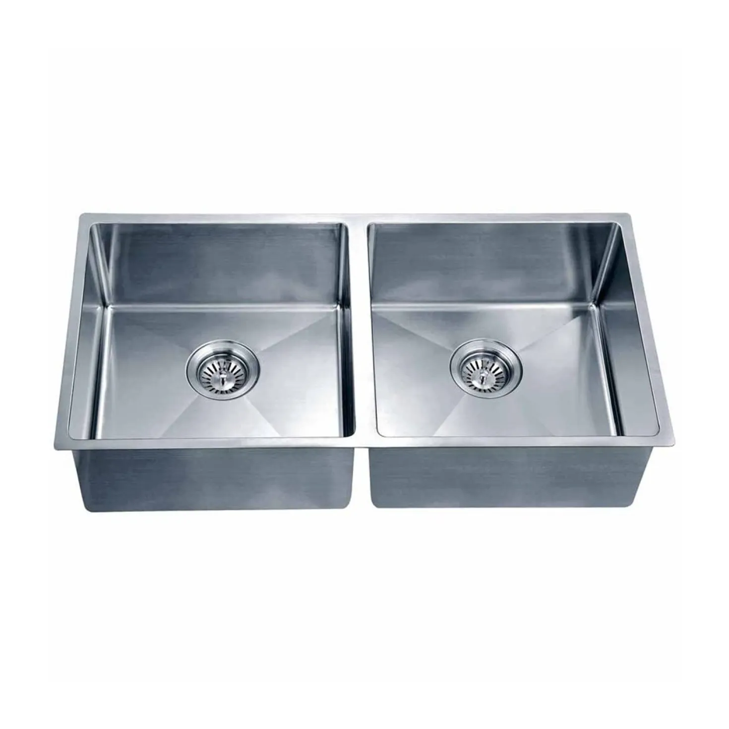 Dawn 35" Equal Double Bowl Undermount Kitchen Sink, with Small Radius Corners