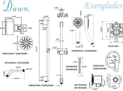Dawn Everglades Series Shower Combo Set Wall Mounted Showerhead with Slide Bar Handheld Shower