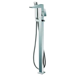 Dawn Floor Mount Freestanding Bathtub Filler Faucet with Hand Held Shower, Lever Handle