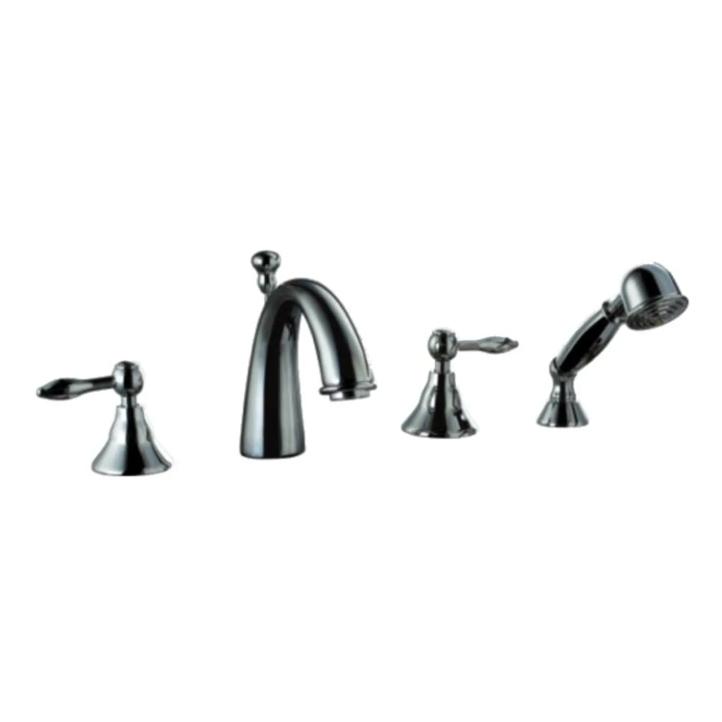 Dawn 4-Hole Tub Filler with Personal Handshower in Chrome and Lever Handles