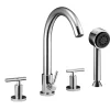Dawn 4-Hole Tub Filler with Personal Handshower and Lever Handles in Chrome