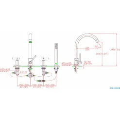 Dawn 4-Hole Tub Filler with Personal Handshower and Lever Handles in Chrome