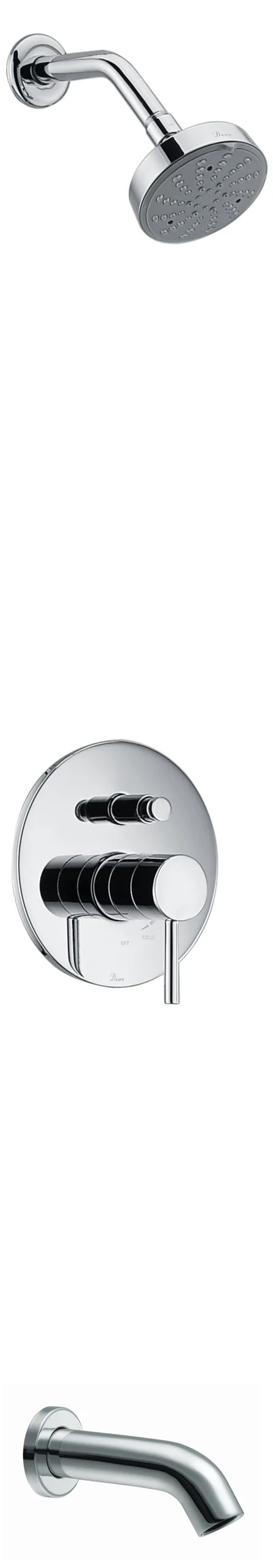 Dawn Pinnacles Series Shower Combo Set Wall Mounted Showerhead and Tub Spout with Trim