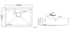 Dawn 26" Shallow Undermount Small Radius Kitchen Sink