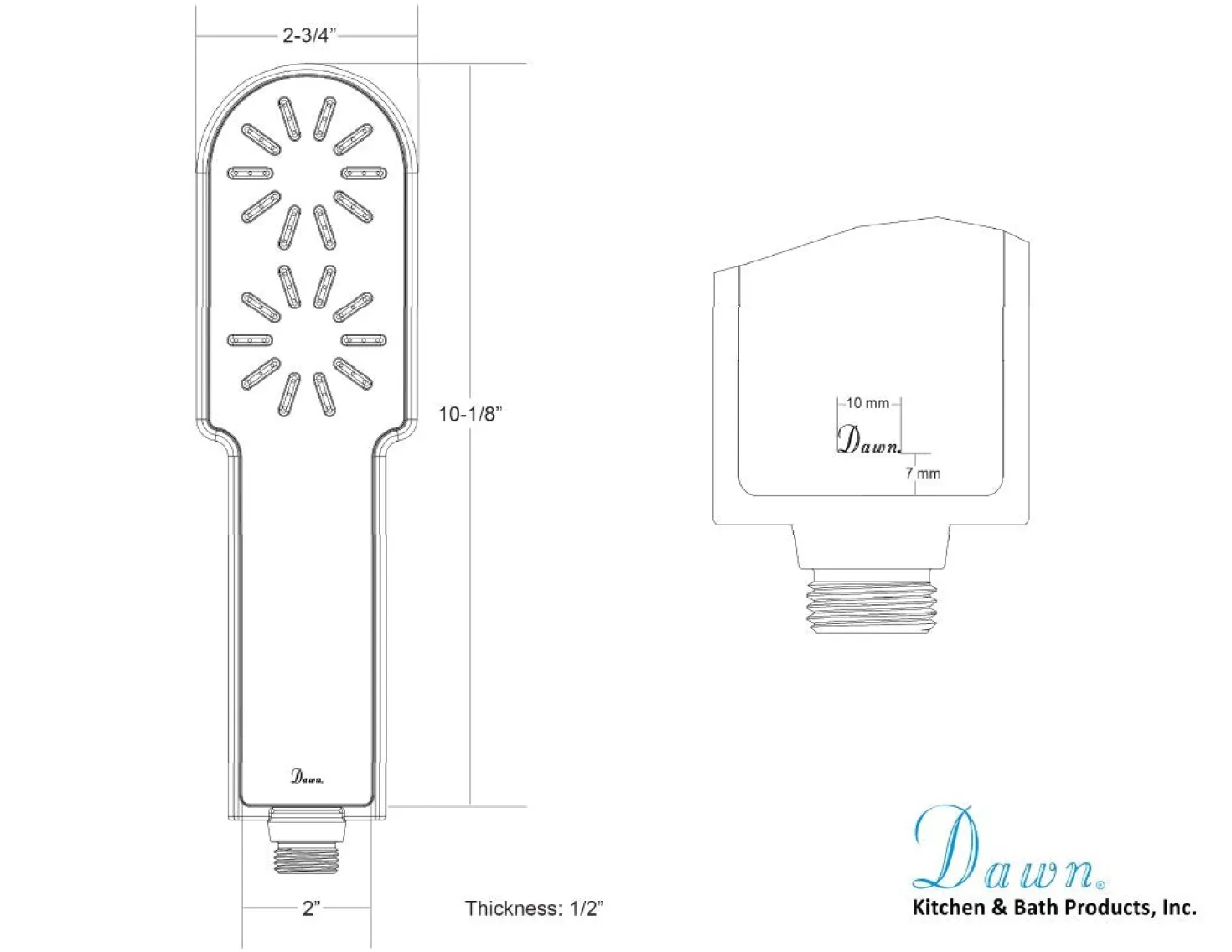 Dawn Stainless Steel Round Hand Shower with White Lines