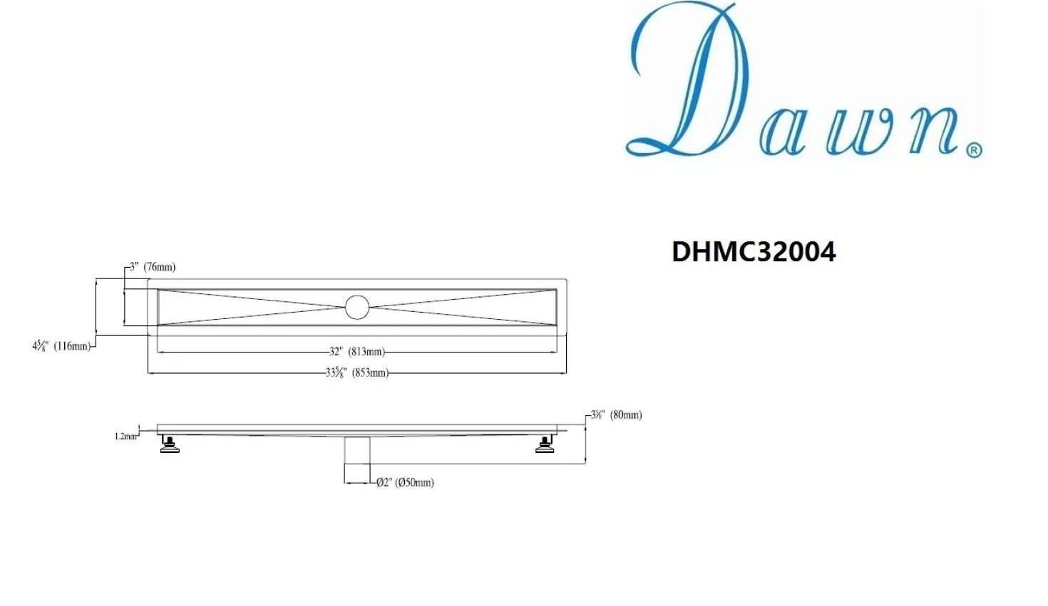 Dawn Stainless Steel Shower Drain Channel for Hot Mop