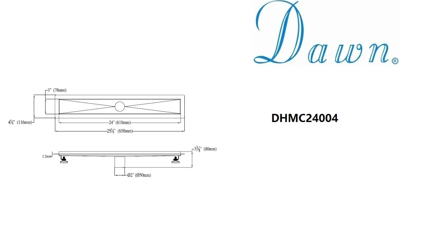 Dawn Stainless Steel Shower Drain Channel for Hot Mop