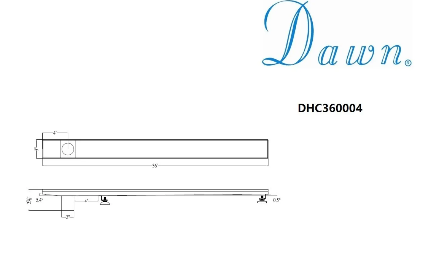 Dawn Stainless Steel Shower Drain Channel Side Outlet with Adjustable Feet