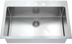 Dawn Top Mount Single Bowl Sink with Three Pre-cut Faucet Holes