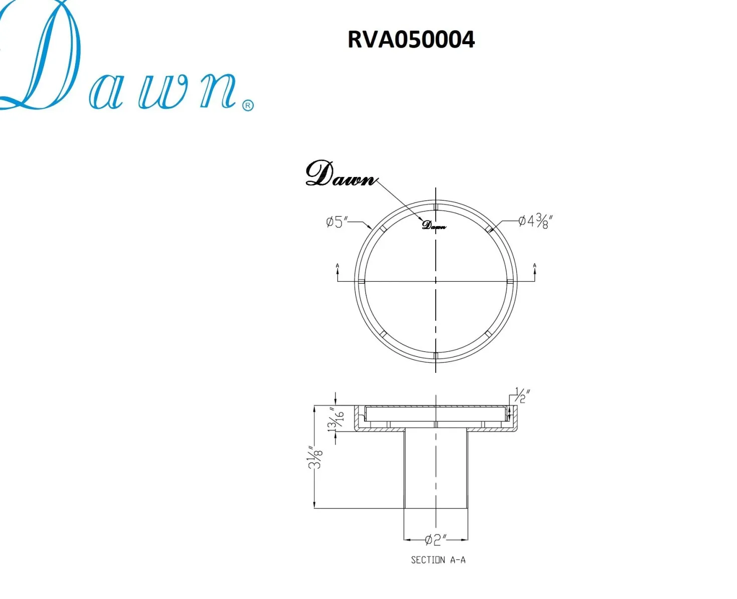 Dawn Volga River Series Round Shower Drain