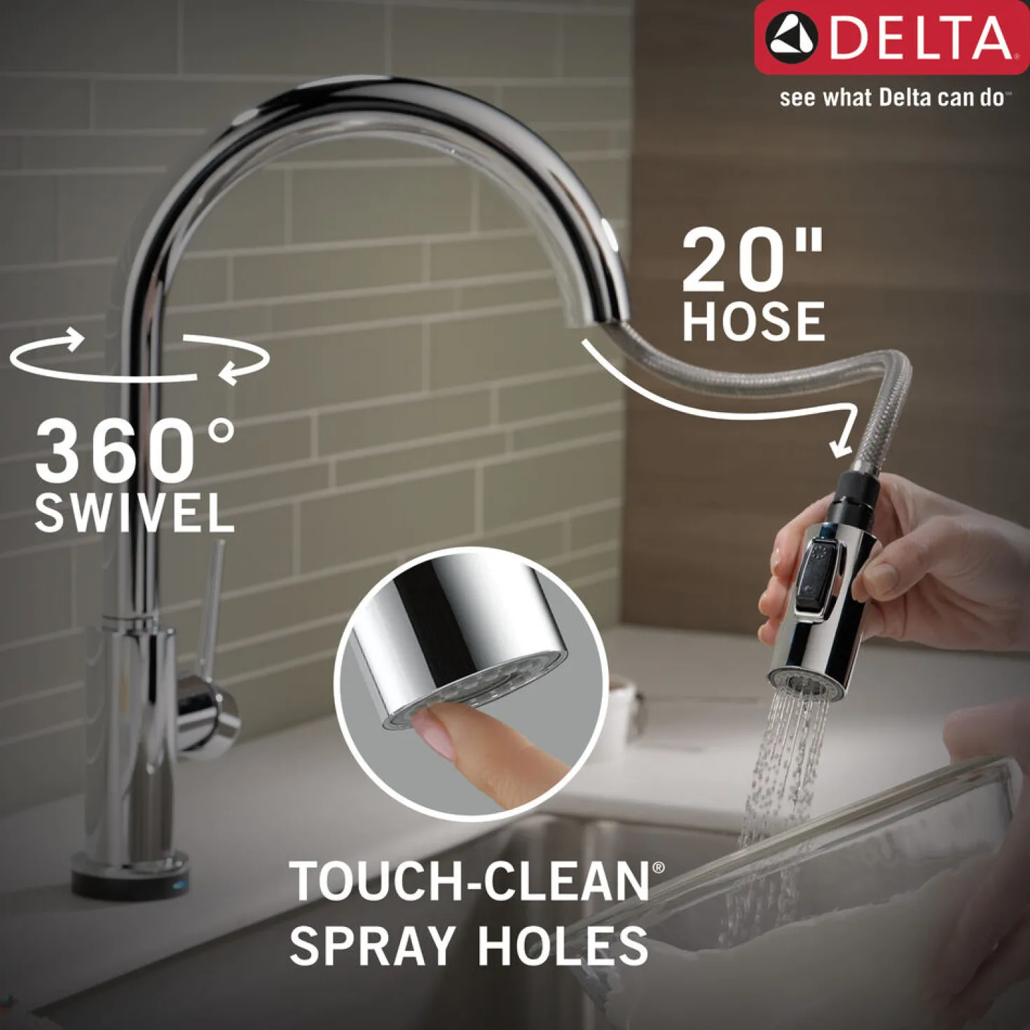 Delta Trinsic Single Handle Pull-Down Kitchen Faucet with TouchO Technology