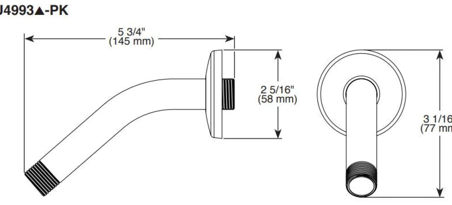Delta 5-3/4" Wall Mounted Shower Arm and Shower Arm Flange