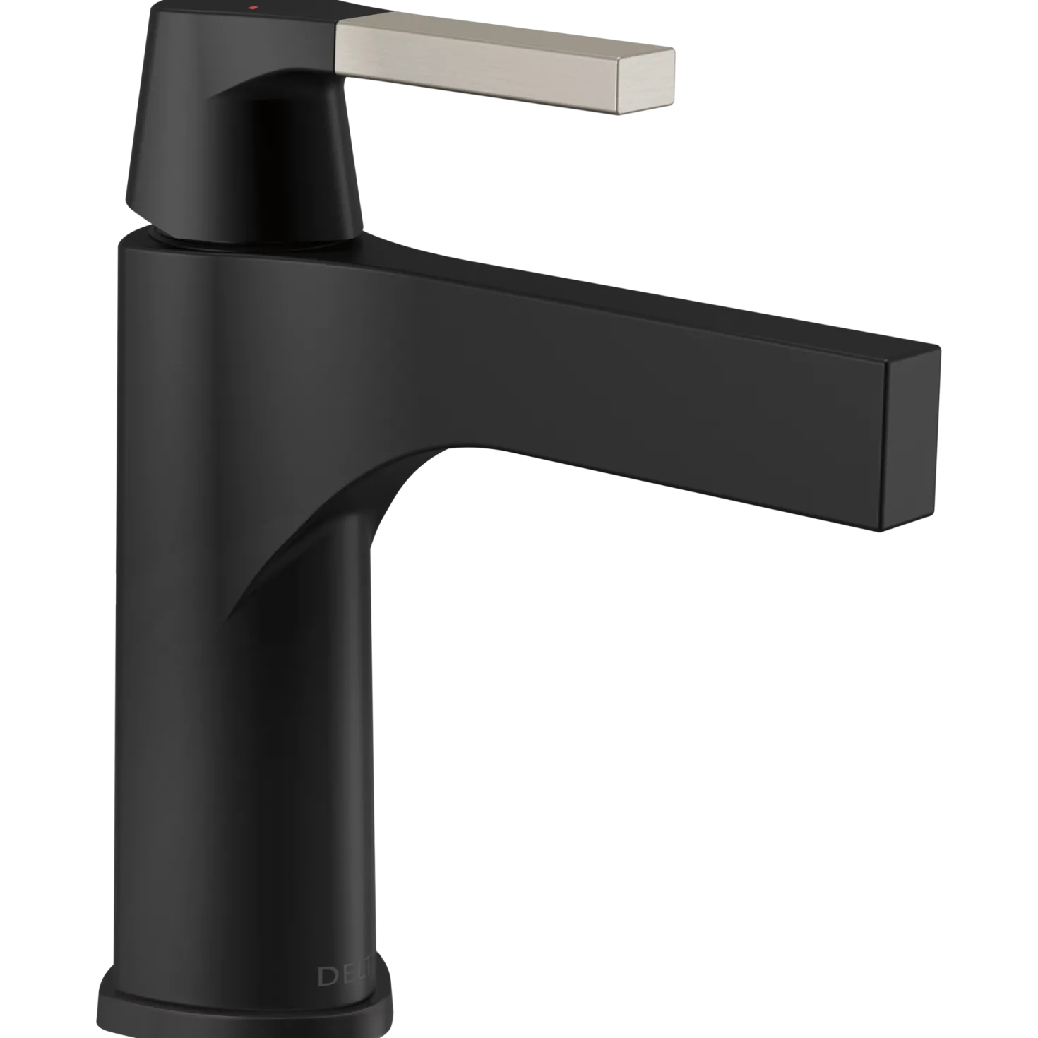Delta Zura Single Handle Bathroom Faucet with Drain in Stainless and Black