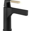 Delta Zura Single Handle Bathroom Faucet with Drain in Black and Champagne Bronze