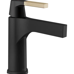 Delta Zura Single Handle Bathroom Faucet with Drain in Black and Champagne Bronze