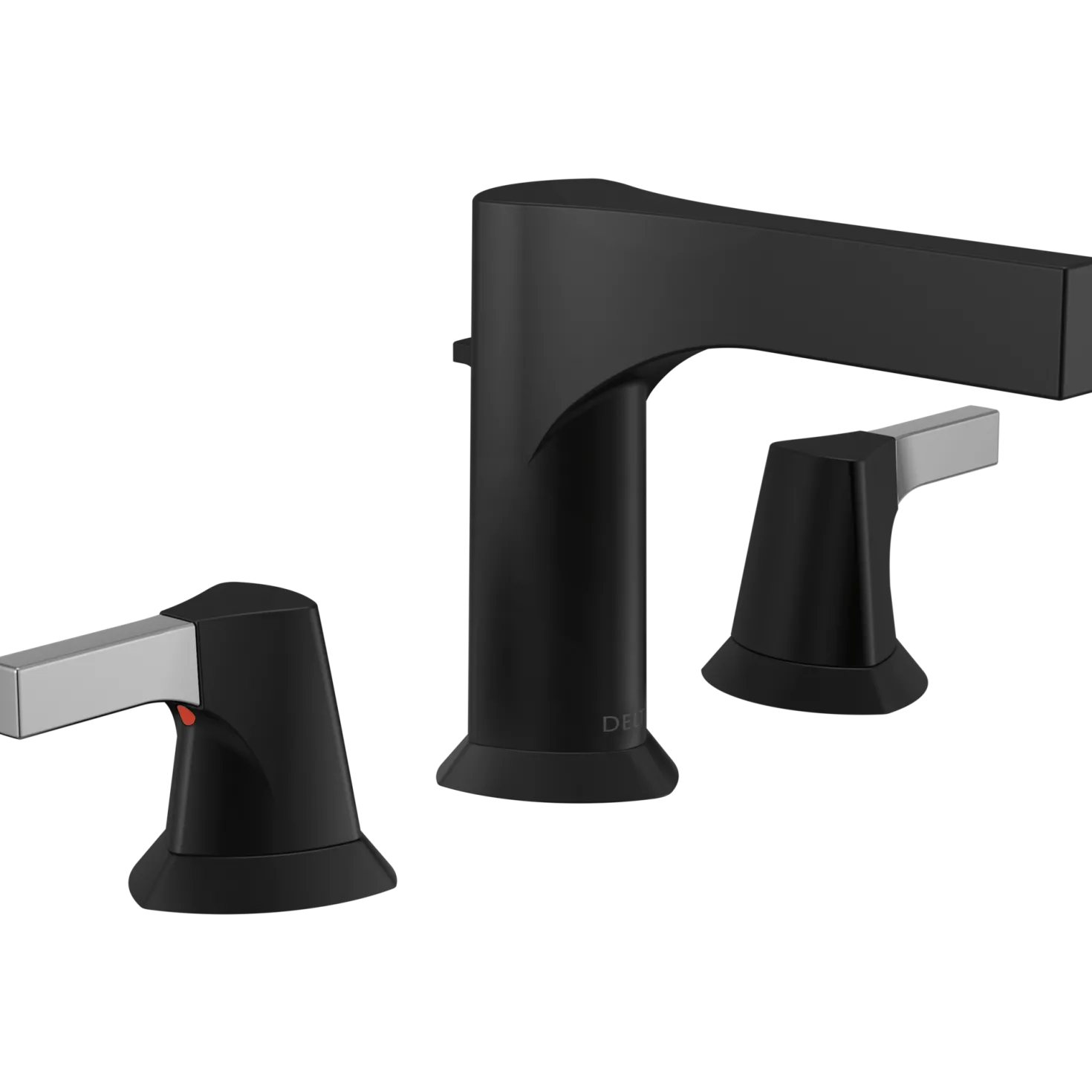 Delta Zura Two Handle Widespread Bathroom Faucet in Chrome and Black