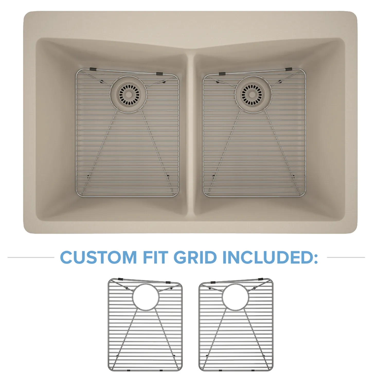 33" Double Bowl 50/50 Dual Mount Quartz Composite Sink