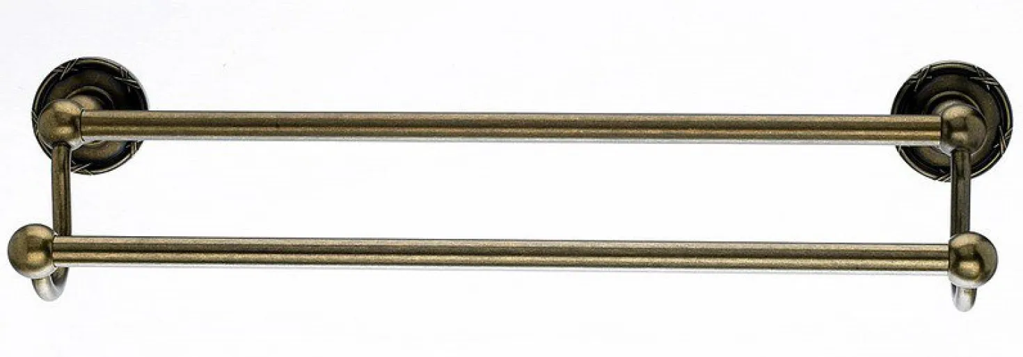 18" Double Towel Bar With Ribbon & Reed Detail In German Bronze