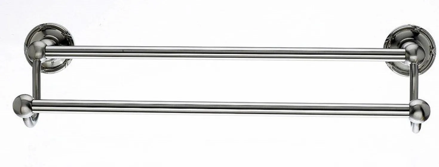 18" Double Towel Bar With Ribbon & Reed Detail In Brushed Satin Nickel