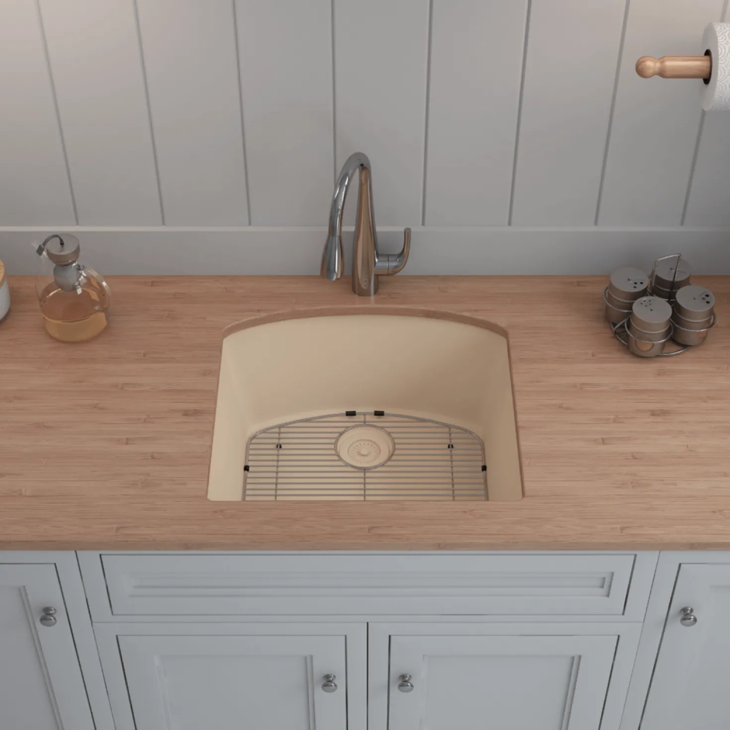 D-Shaped Quartz Composite Kitchen Sink