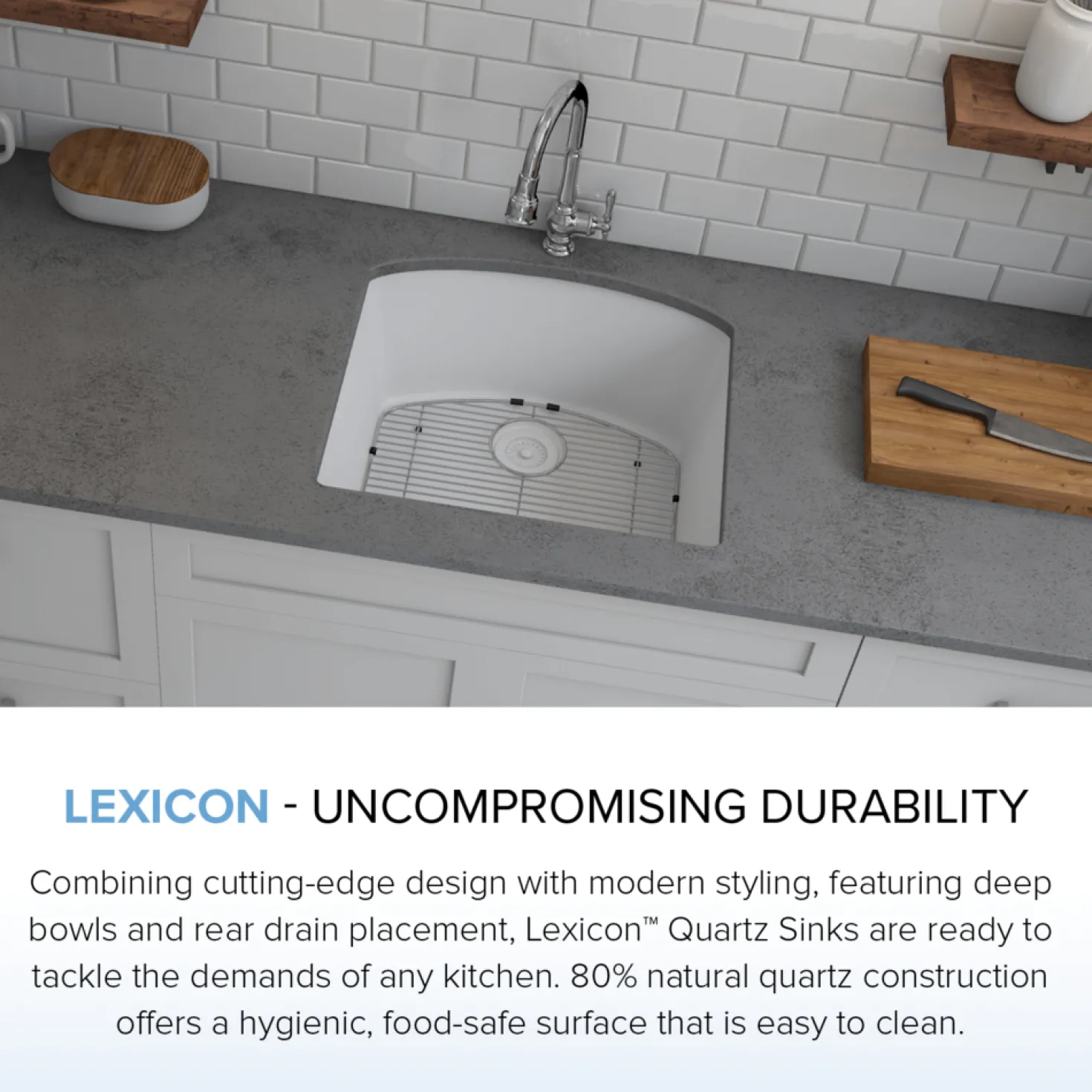 D-Shaped Quartz Composite Kitchen Sink