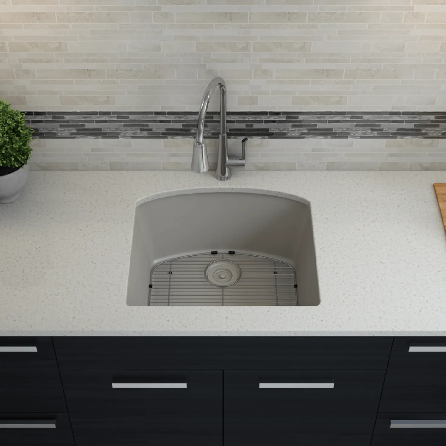 D-Shaped Quartz Composite Kitchen Sink