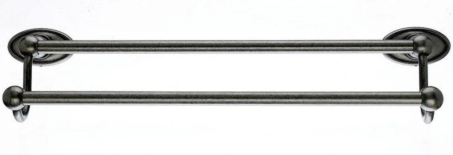 Ed7Apc 18" Double Towel Bar With Oval Backplate In Antique Pewter