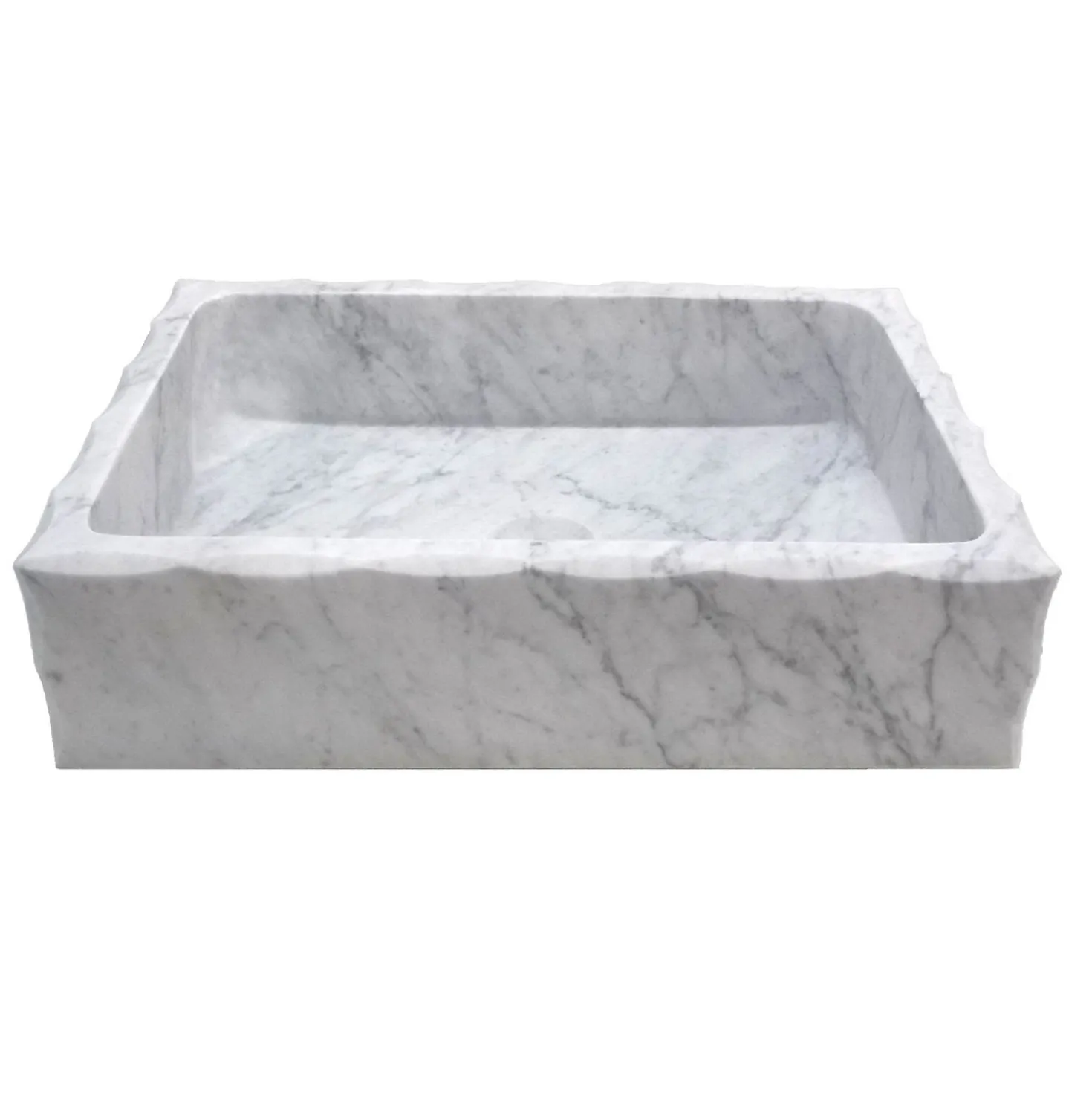 Eden Bath Antique Rectangular Carrara Marble Vessel Sink Honed