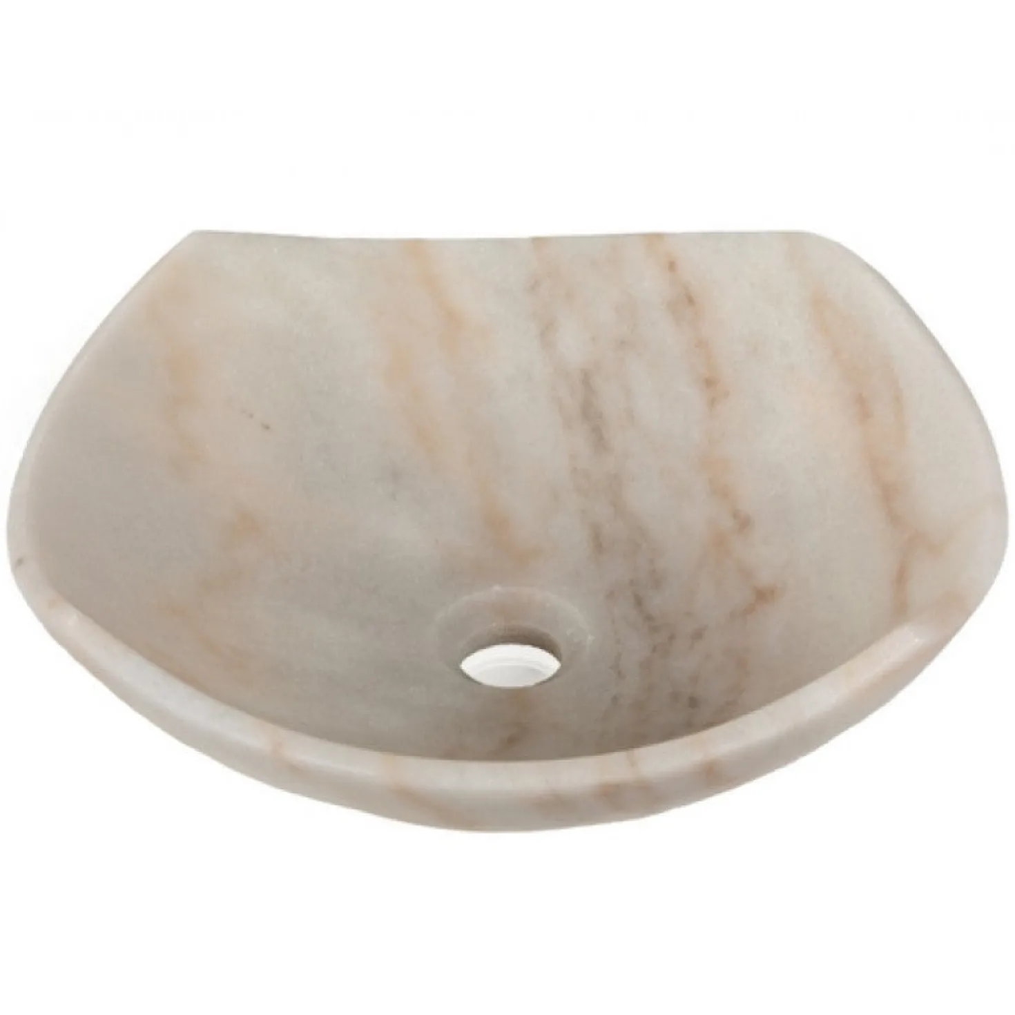 Eden Bath Arched Edges Bowl Sink - Honed White Marble