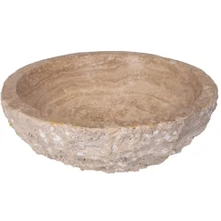 Eden Bath Beige Travertine Sink Rough Exterior - Honed Interior