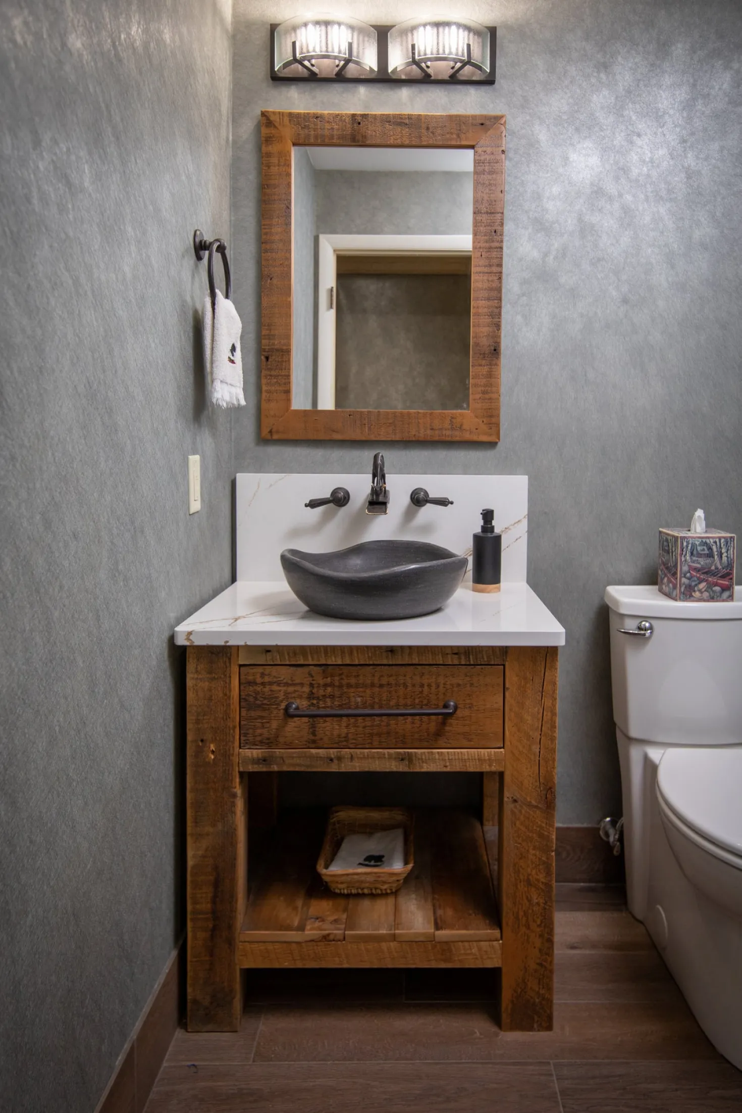 Eden Bath Black Limestone Freeform Vessel Sink