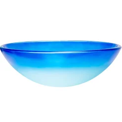 Eden Bath Blue Cloud Frosted Round Glass Vessel Sink