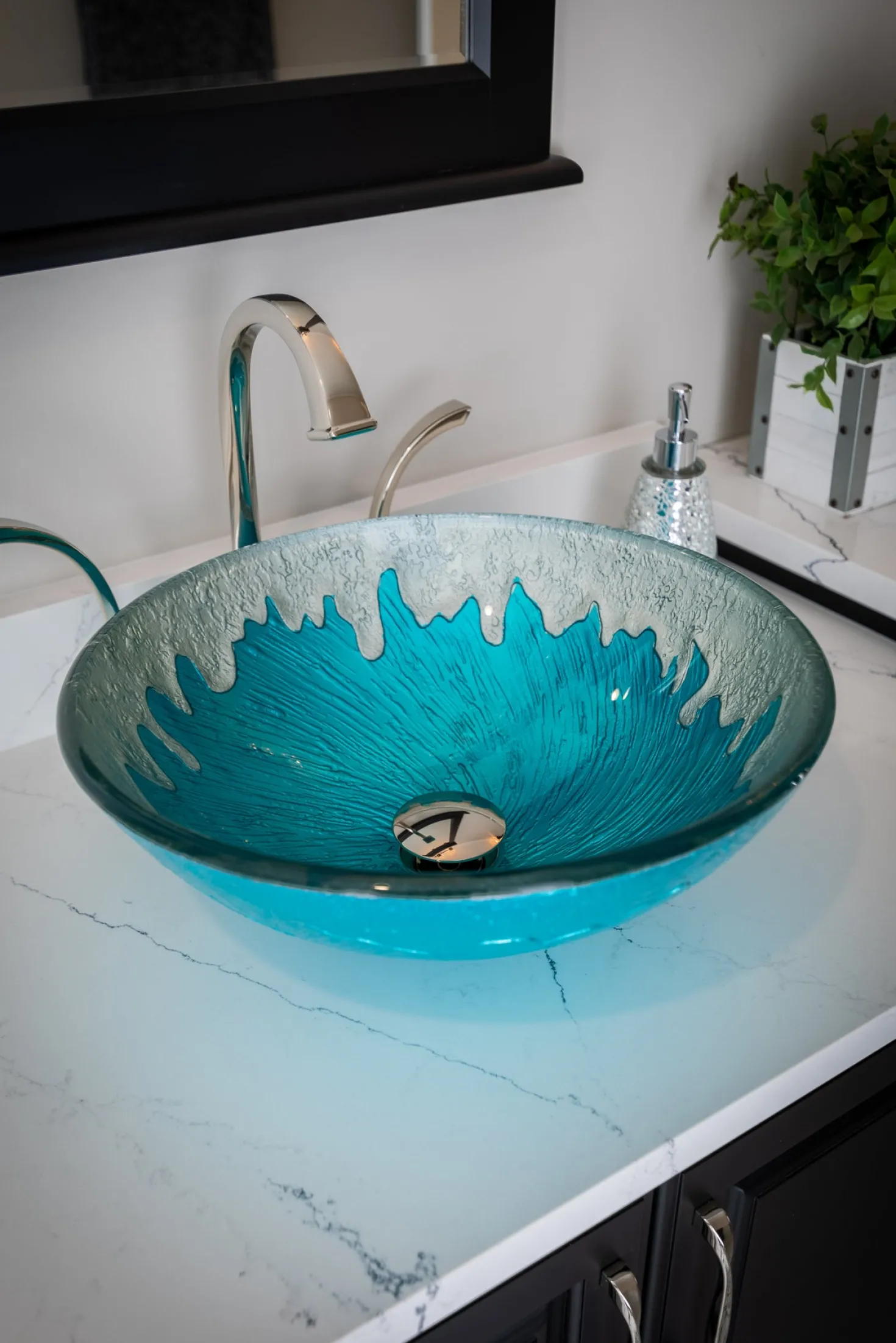 Eden Bath Blue Ice Glass Vessel Sink