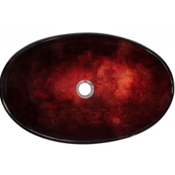 Eden Bath Canoe Shaped Red Copper Reflections Glass Vessel Sink