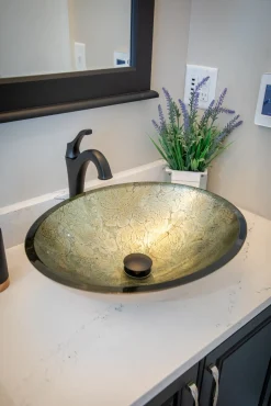 Eden Bath Champagne Foil Oval Glass Vessel Sink