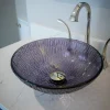 Eden Bath 14" Charcoal Freeform Hoops Glass Vessel Sink