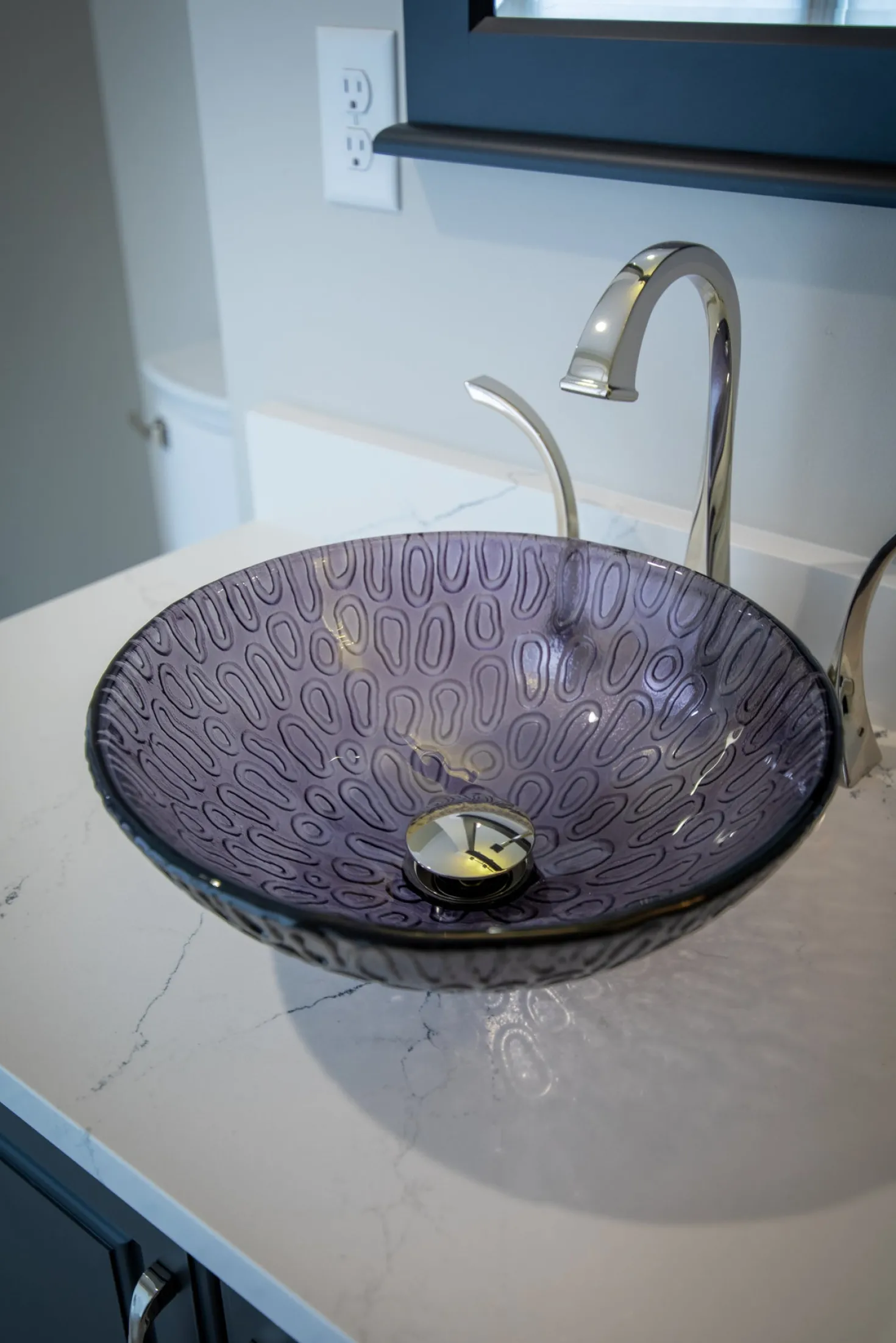 Eden Bath 14" Charcoal Freeform Hoops Glass Vessel Sink