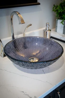 Eden Bath 14" Charcoal Freeform Hoops Glass Vessel Sink