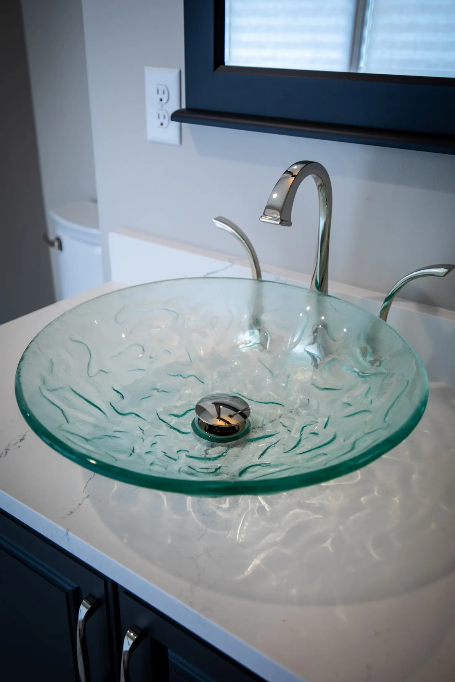 Eden Bath Clear Embossed Waves Glass Vessel Sink