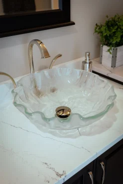 Eden Bath Clear Freeform Wave Glass Vessel Sink