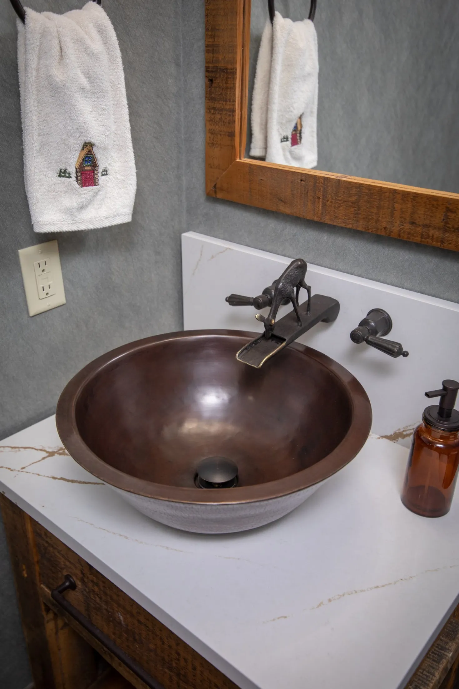 Eden Bath Double Wall Copper Sink With Hammered Exterior - Antique Dark