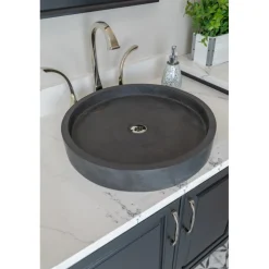 Eden Bath Low Round Vessel Sink - Lava Stone